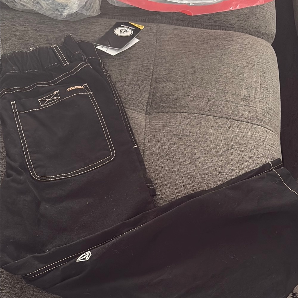 Volcom Black Pants with White Stitching